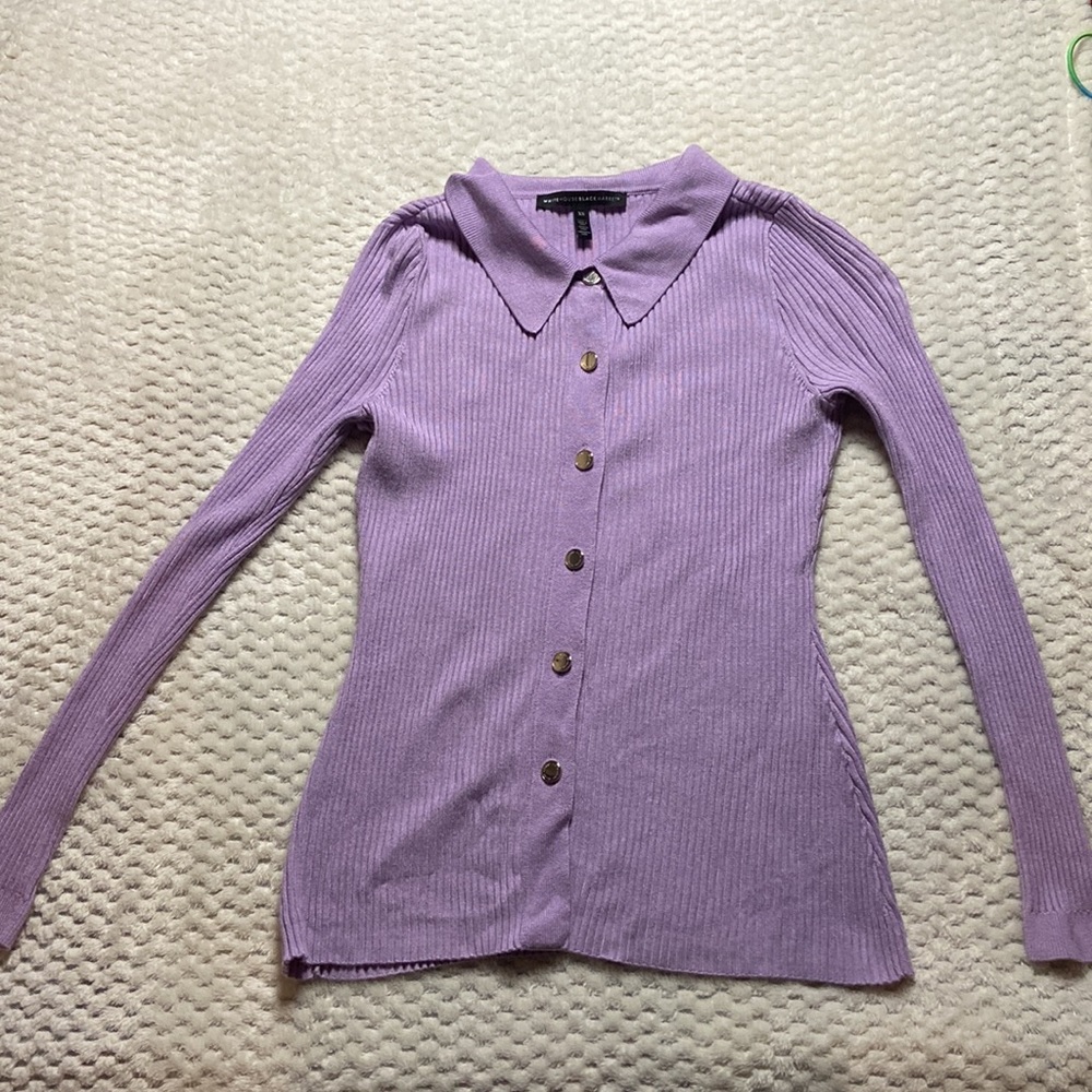 WHBM Ribbed Knit Button Up Cardigan - Picture 5 of 7
